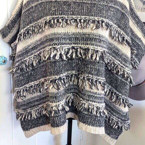 Max & Co S Knit Fringe Wool Mohair Poncho Sweater Western Lagenlook Countryside - Picture 4 of 9